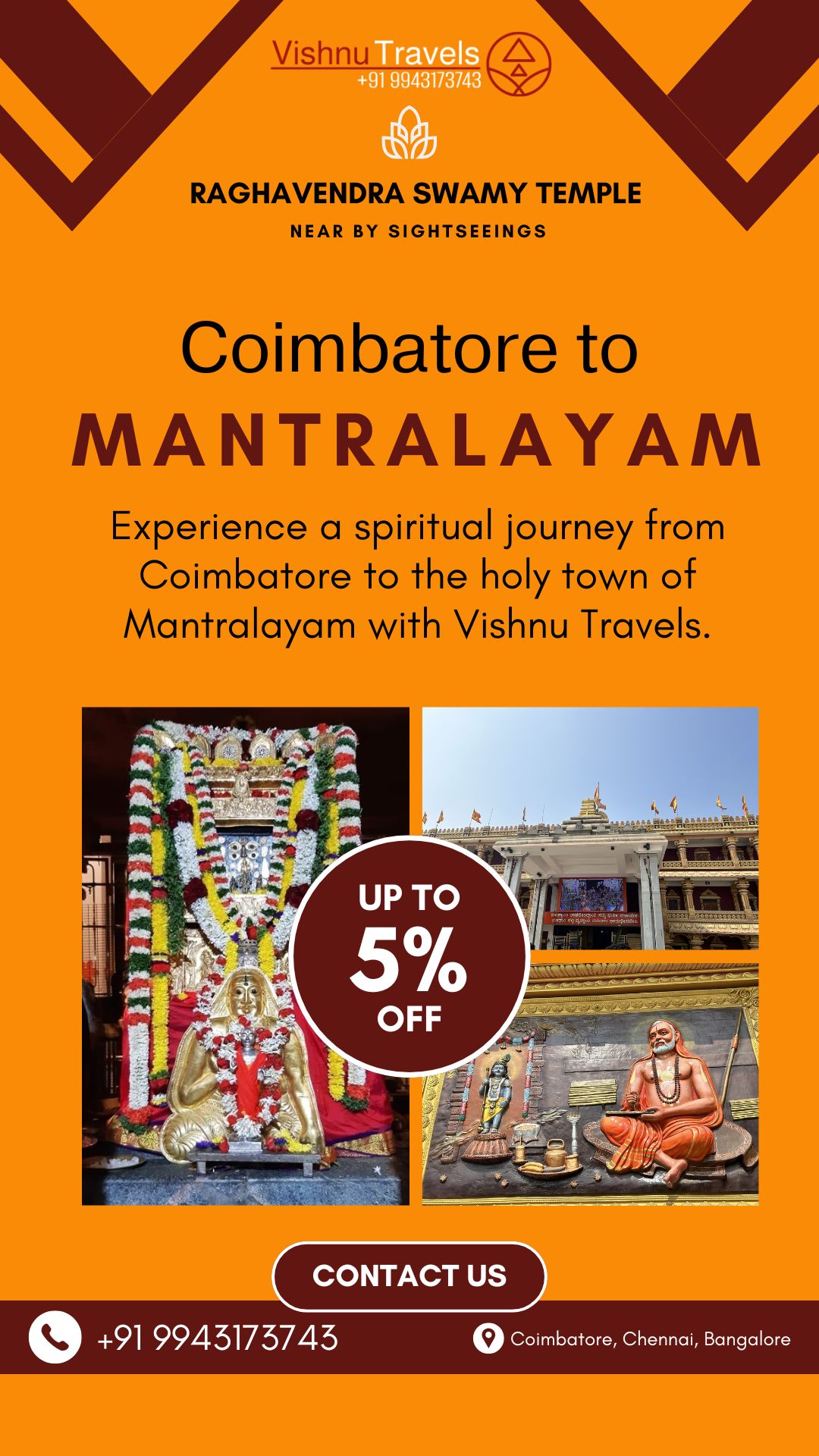 Coimbatore to Mantralayam Tour Package