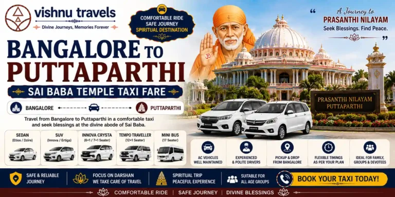 Bangalore to Puttaparthi Sai Baba Temple Taxi Fare