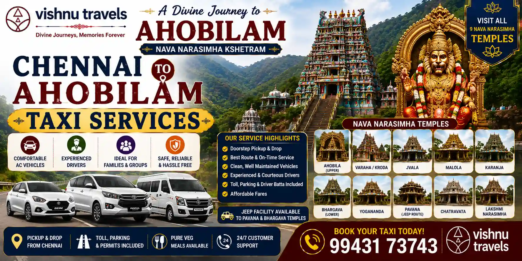 Chennai to Ahobilam Taxi Services