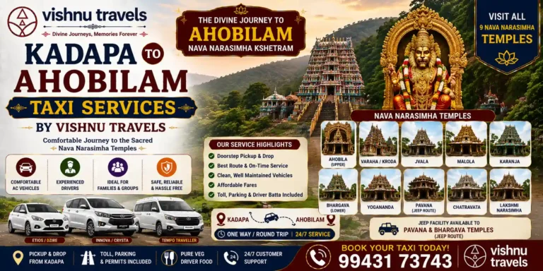Kadapa to Ahobilam Taxi Services by Vishnu Travels