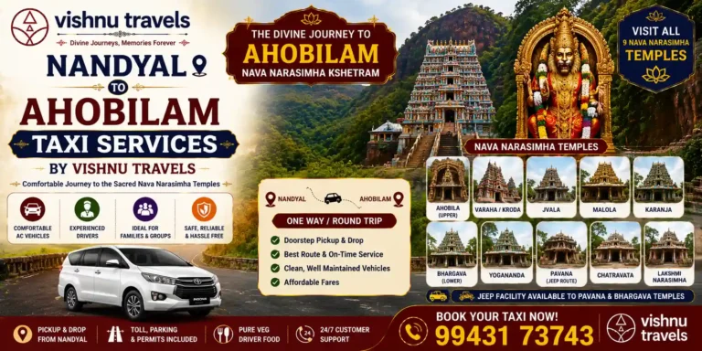 Nandyal to Ahobilam Taxi Services by Vishnu Travels