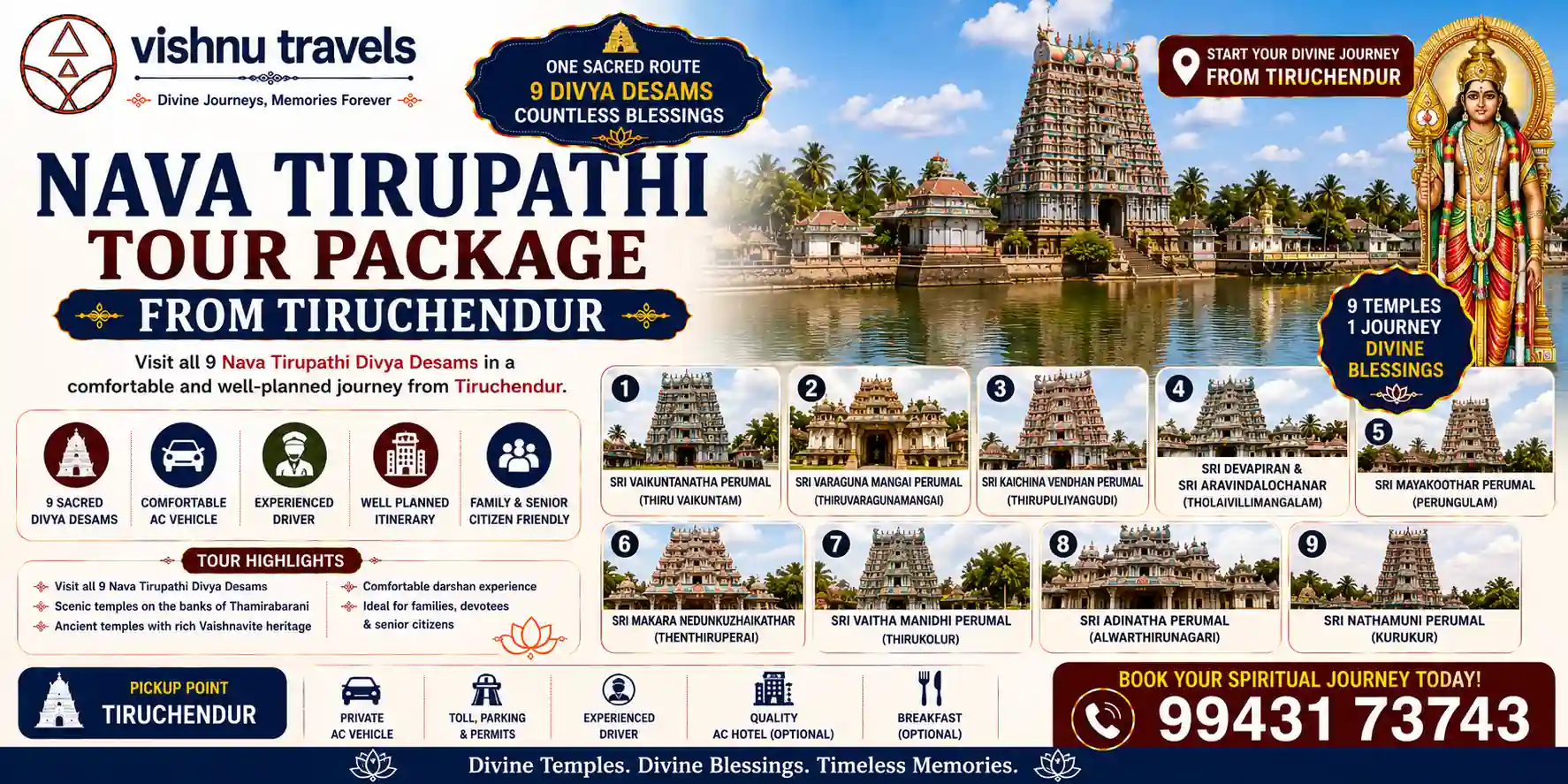 Nava Tirupathi Tour Package from Tiruchendur