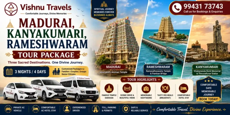 Bangalore to Rameshwaram Madurai Kanyakumari Tour Package