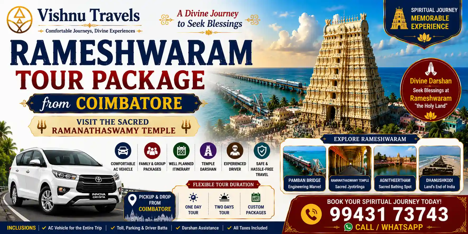 Rameshwaram Tour Package from Coimbatore