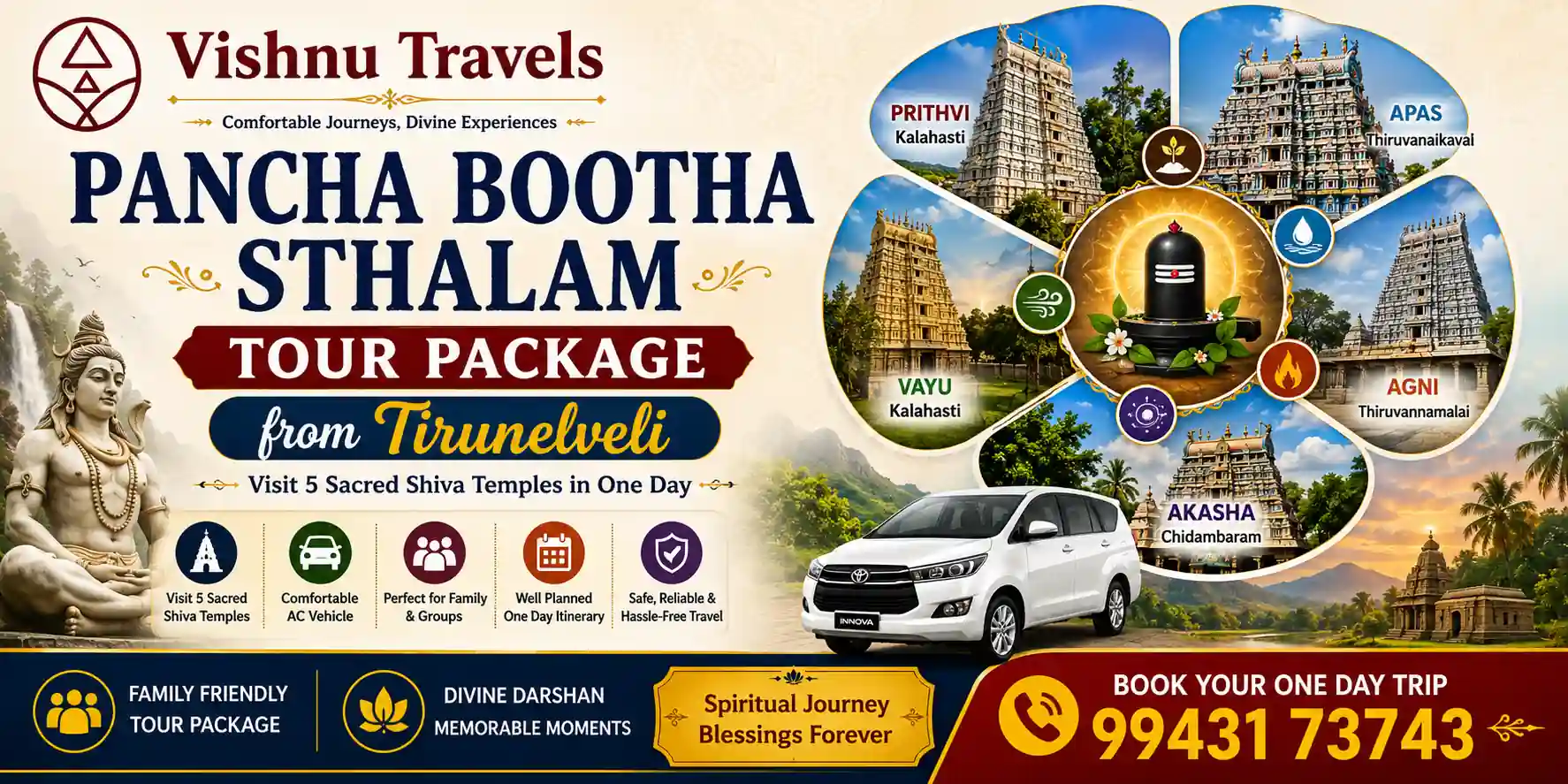 Pancha Bootha Sthalam Tour Package from Tirunelveli