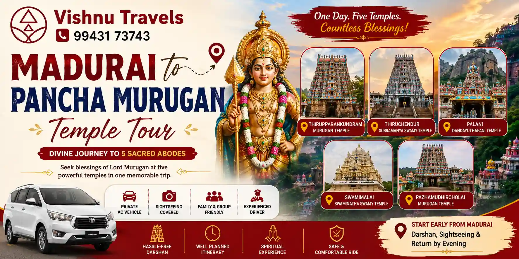 Madurai Pancha Murugan Temple Tour