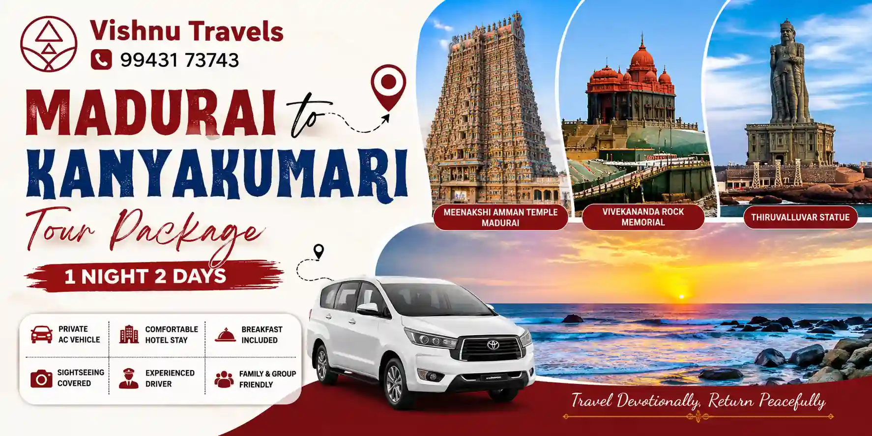 Madurai to Kanyakumari Tour Package
