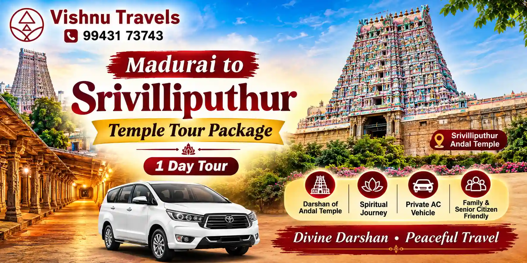 Madurai to Srivilliputhur Temple Tour Package