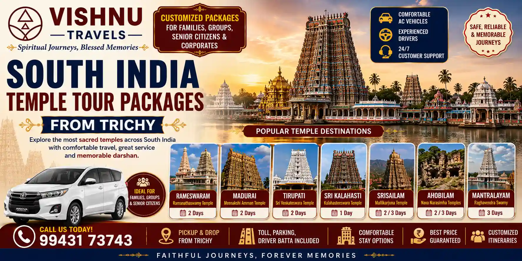South India Temple Tour Packages from Trichy